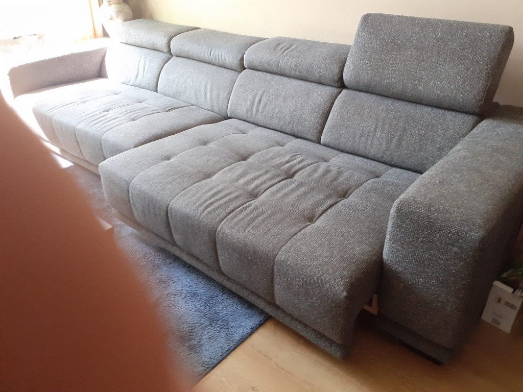 Grijze hoekbank 320 cm met verstelbare hoofdsteunen, Ophalen, Gebruikt, Hoekbank, 300 cm of meer
