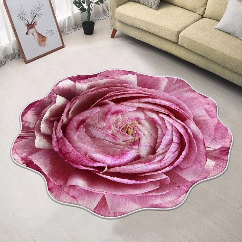 Roze Bloem Vloerkleed / Kleed Tapijt Mat Vloermat Rond, Verzenden, Nieuw, Roze, Rond