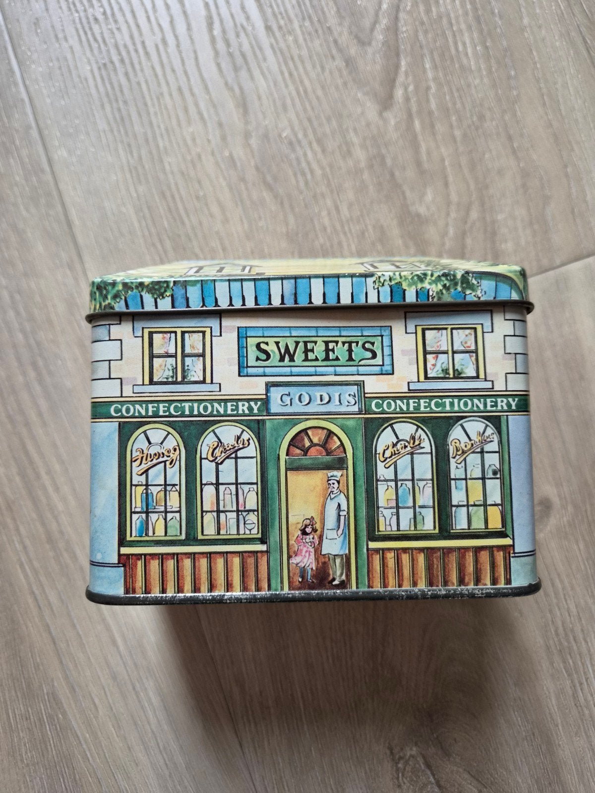 Vintage blik in de vorm van een huisje, Ophalen of Verzenden, Gebruikt