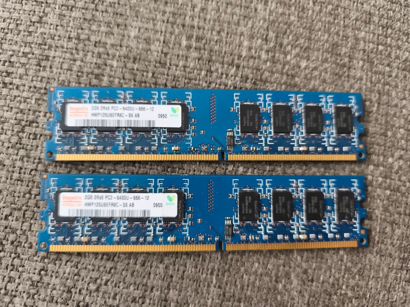 2x 2GB PC2-6400U DDR2 RAM Geheugenmodules, Gebruikt, Server, Ophalen of Verzenden, DDR2