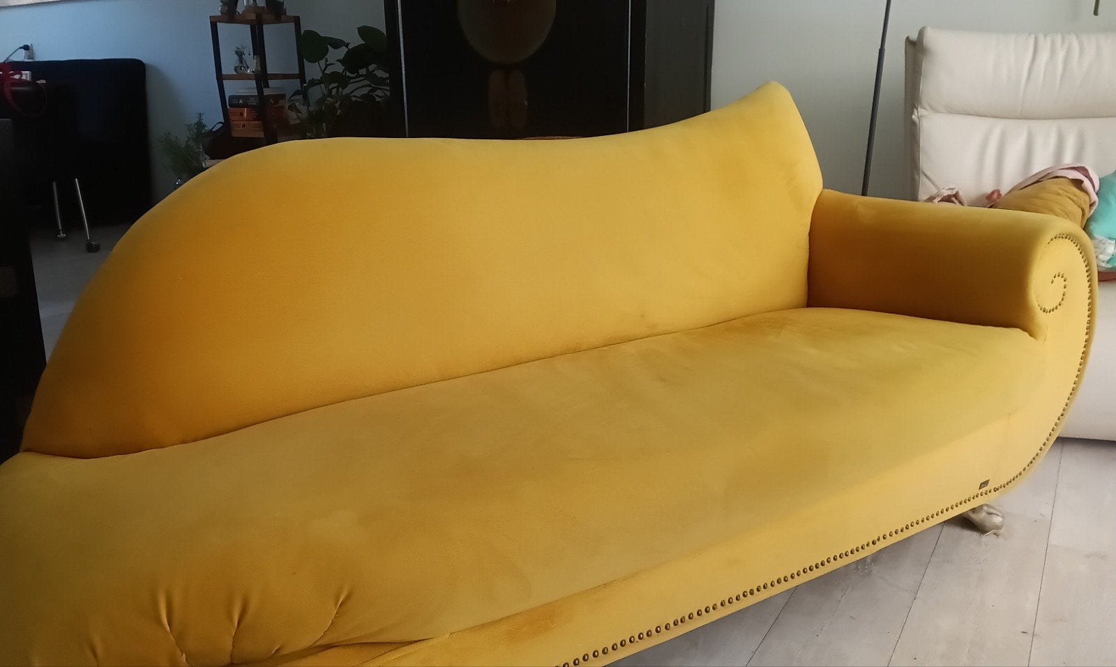 Bretz geel stoffen bank, chaise longe, Ophalen