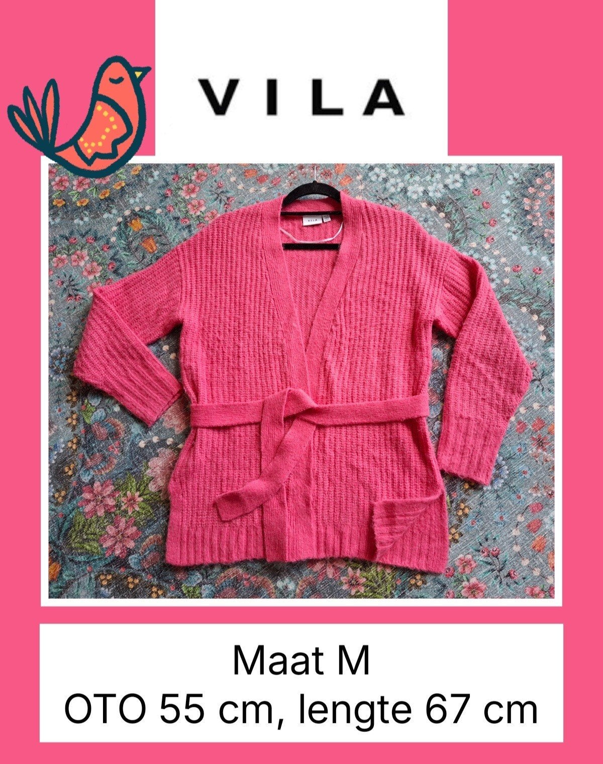 Wikkelvest VILA roze, superzacht, maat M, Kleding | Dames, Maat 38/40 (M), Verzenden, Vila, Zo goed als nieuw