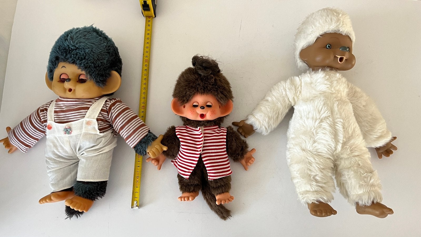 3x Aapje Aap +/- 35cm Monchichi Monchhichi, Ophalen of Verzenden, Gebruikt, Overige typen