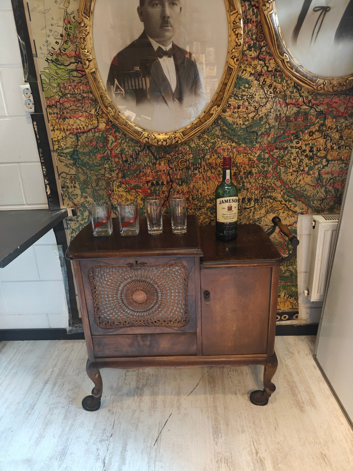 Zeldzame antieke bar wagen dranken trolley met koelruimte, Ophalen