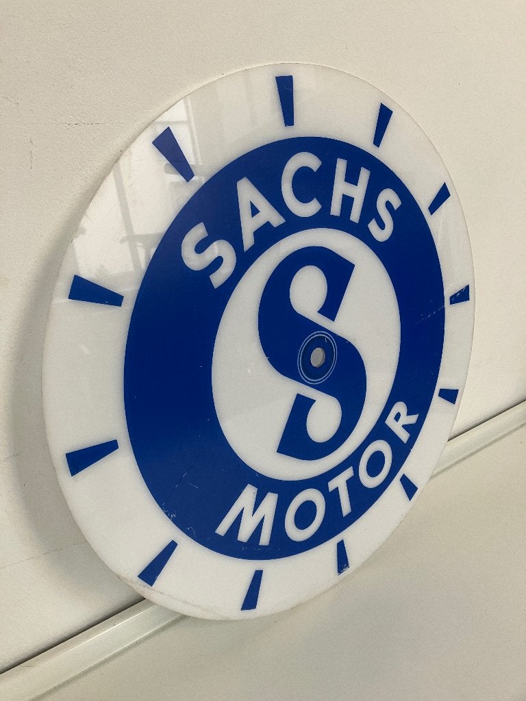 SACHS MOTOR Kunststof wijzerplaat klok reclame lichtreclame, Fietsen en Brommers, Ophalen, Gebruikt, Overige typen, Overige merken