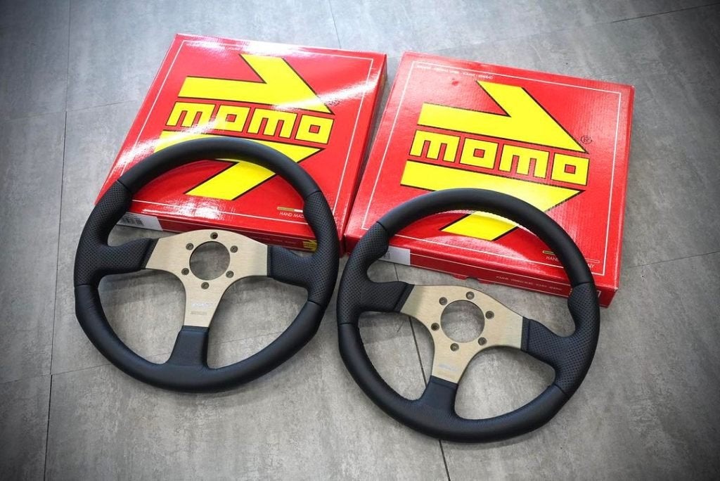 Momo Prototipo leder stuur sportstuur 320mm zilver zwart, Ophalen of Verzenden