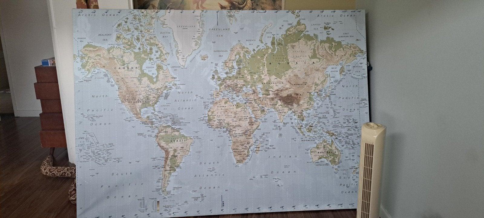 Landkaart ikea canvas 200 x 140 cm, Ophalen, Zo goed als nieuw, 125 cm of meer, Schilderij