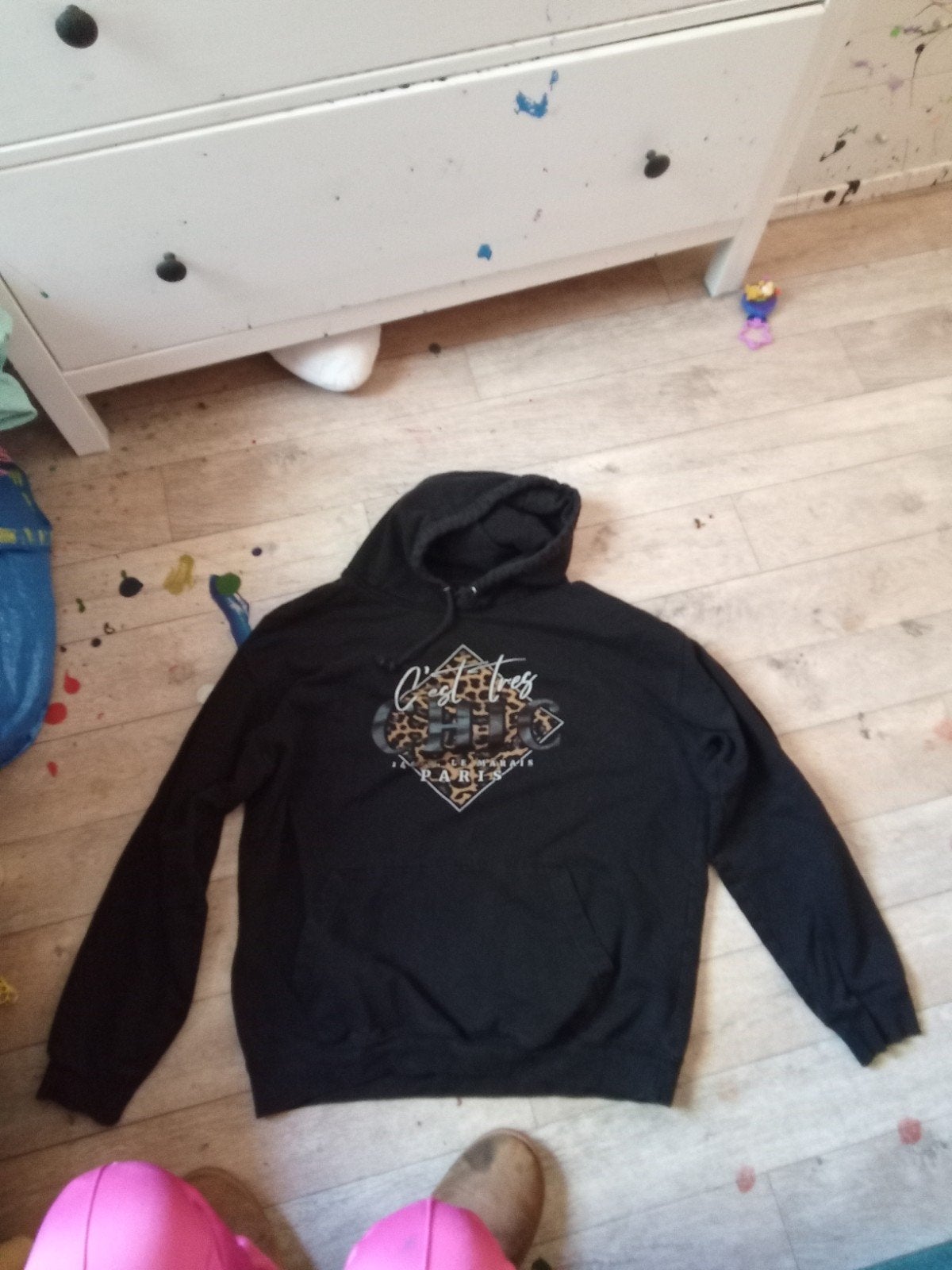 gave trui van Parijs maat XL panterprint erop kleur zwart, Kleding | Dames, Huispakken, Ophalen of Verzenden, Zo goed als nieuw