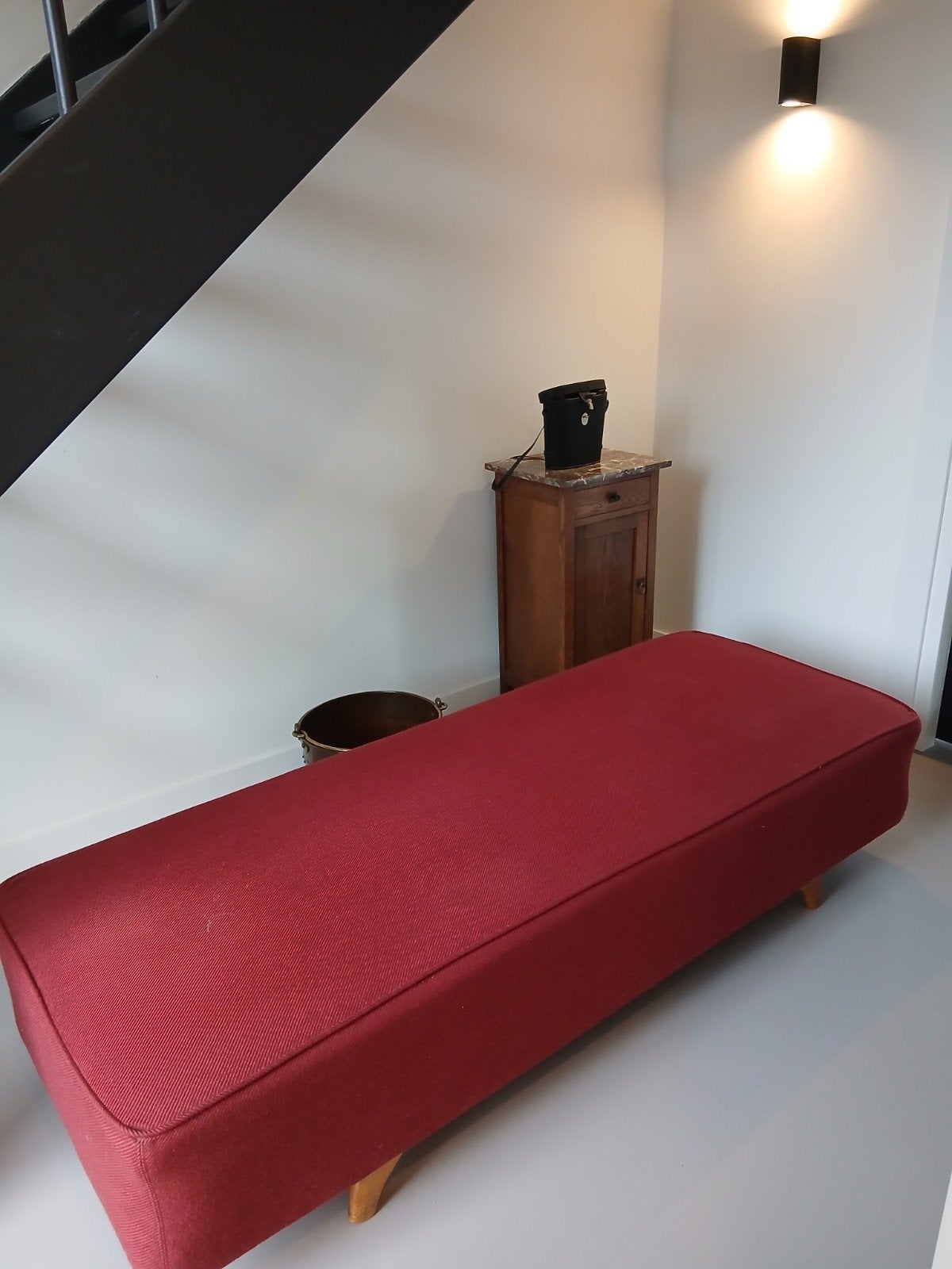 Vintage rode divan, Ophalen, Gebruikt, Eenpersoons, 150 tot 200 cm