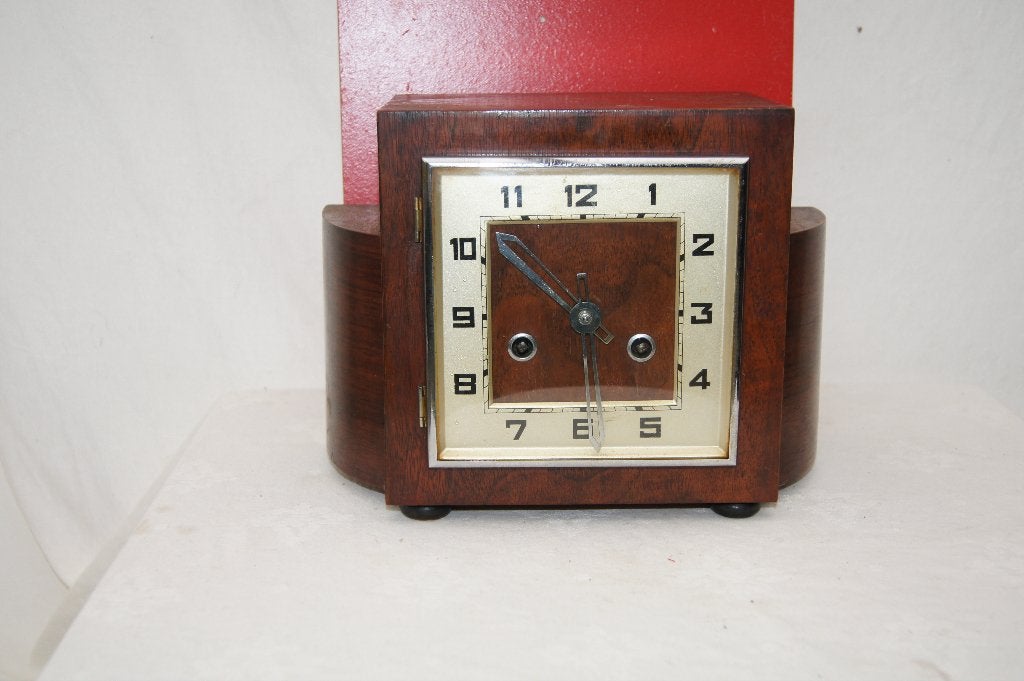 Vintage houten tafelklok Art Deco, Ophalen of Verzenden