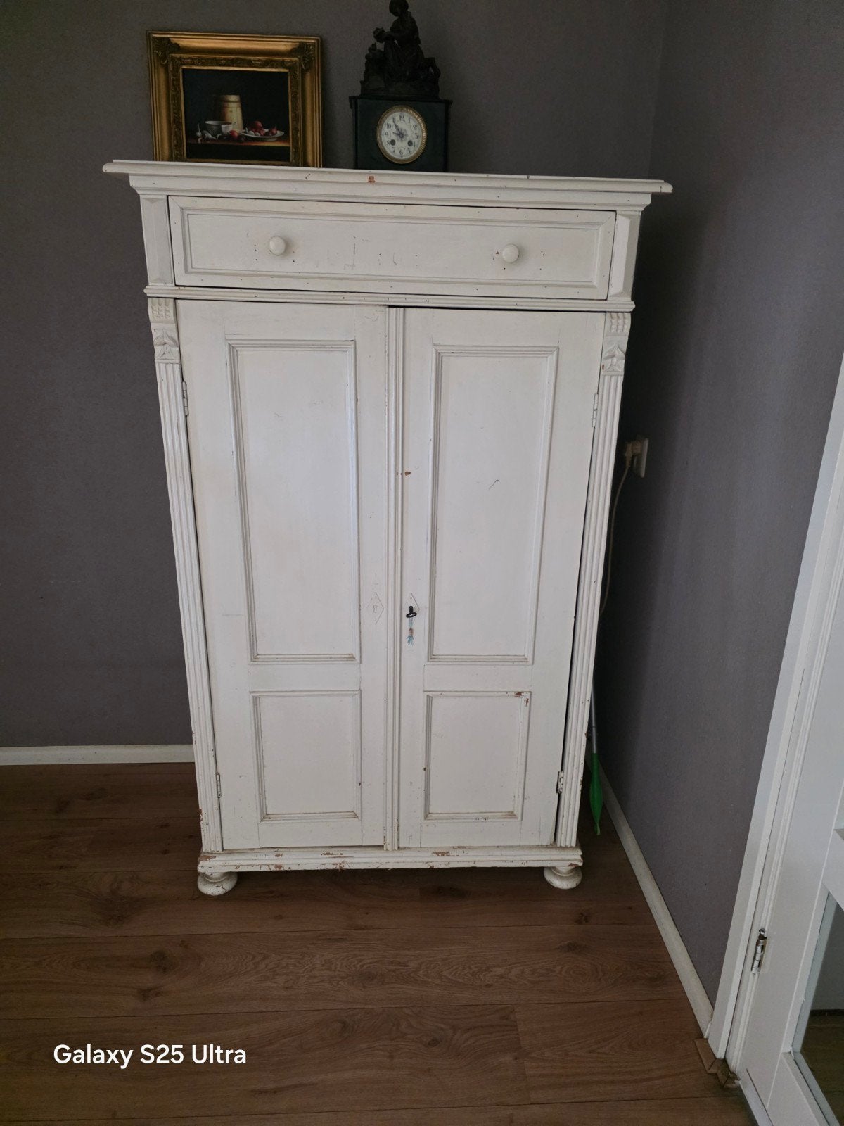 Antieke meidenkast wit brocante bv Computerkast, Ophalen, Gebruikt, 120 tot 170 cm