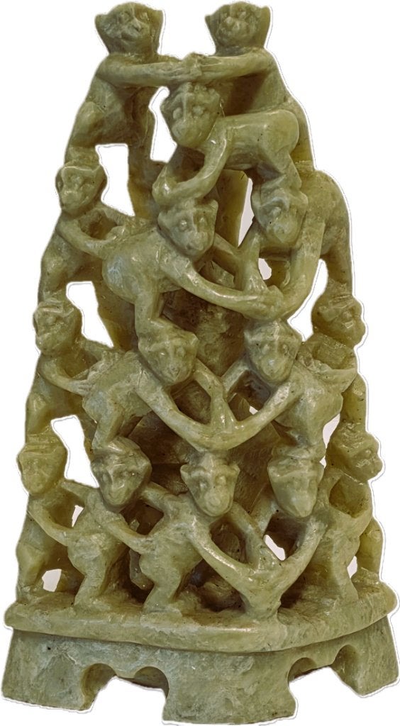 Soapstone handsnijwerk, Pyramide van Apen., Antiek en Kunst, Ophalen of Verzenden