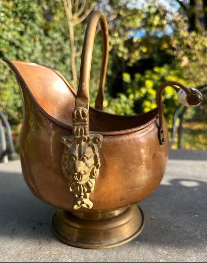 Antieke Koperen Kolenkit ., Ophalen of Verzenden, Koper
