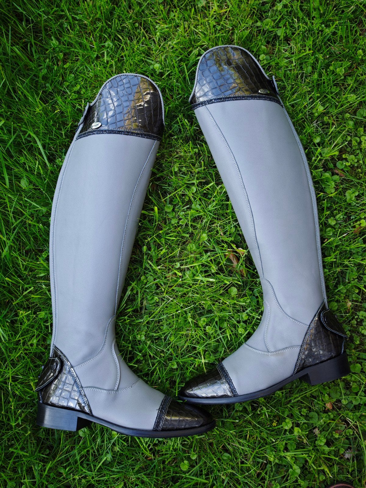 Grijs leren paardrijlaarzen maat 41 kuit 36.8cm, It, Dressuur, Nieuw, Ophalen of Verzenden