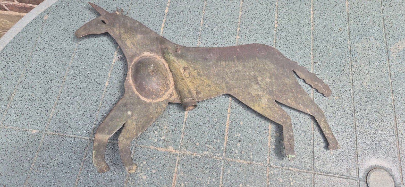 Zware koperen windwijzer in de vorm van een ezel, Tuin en Terras, Ophalen of Verzenden, Gebruikt