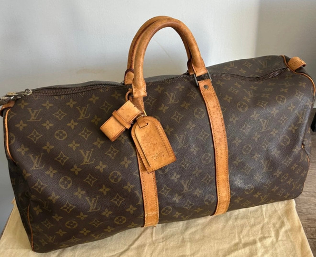 Louis vuitton keepall 55, Ophalen, 40 tot 60 cm, 30 cm of meer, Bruin
