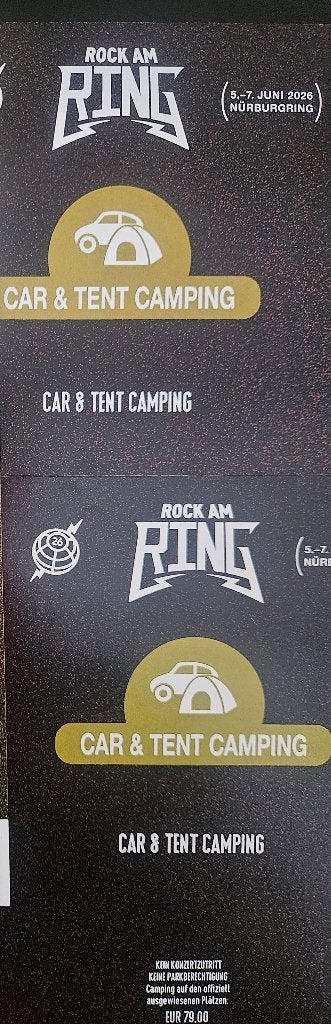 Rock am Ring Car and Camping tickets, Twee personen