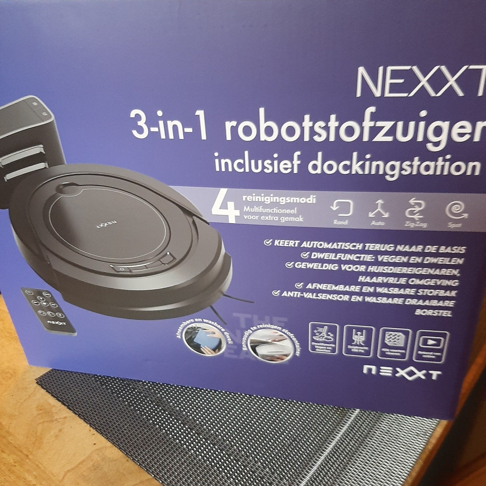 NEXXT 3-in-1 Robotstofzuiger met Dockingstation, Witgoed en Apparatuur, Overige merken, Nieuw, Ophalen of Verzenden, Robotstofzuiger
