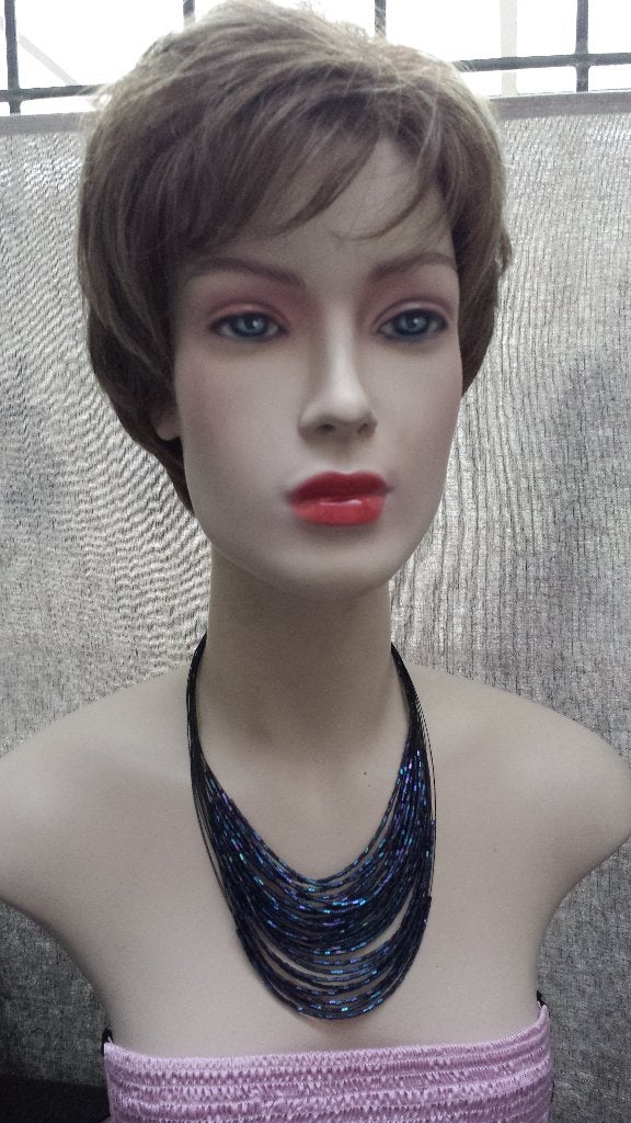 Vintage Halsketting CASCADE < Donker BLAUW > BOHO Chic '60th, Ophalen of Verzenden, Overige typen
