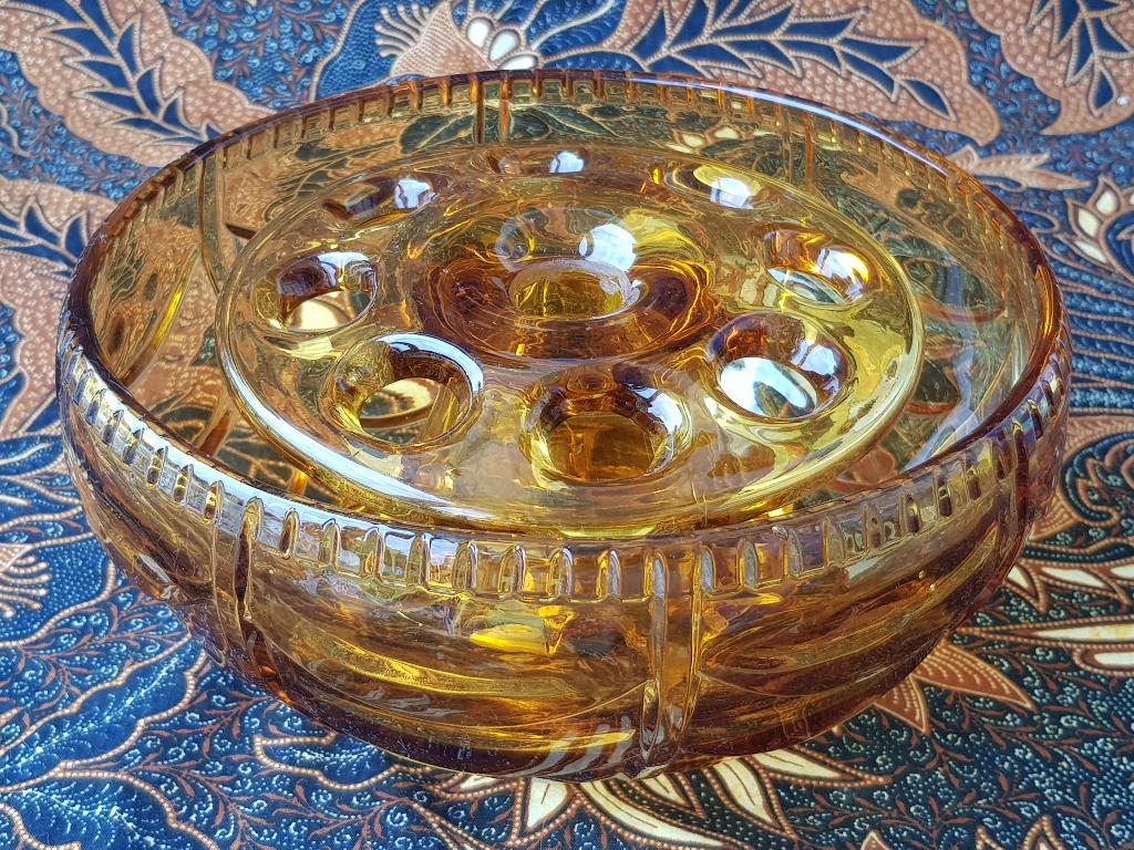 Mooie oude Engelse vaas of bloemenschaal van glas 22 cm., Ophalen of Verzenden