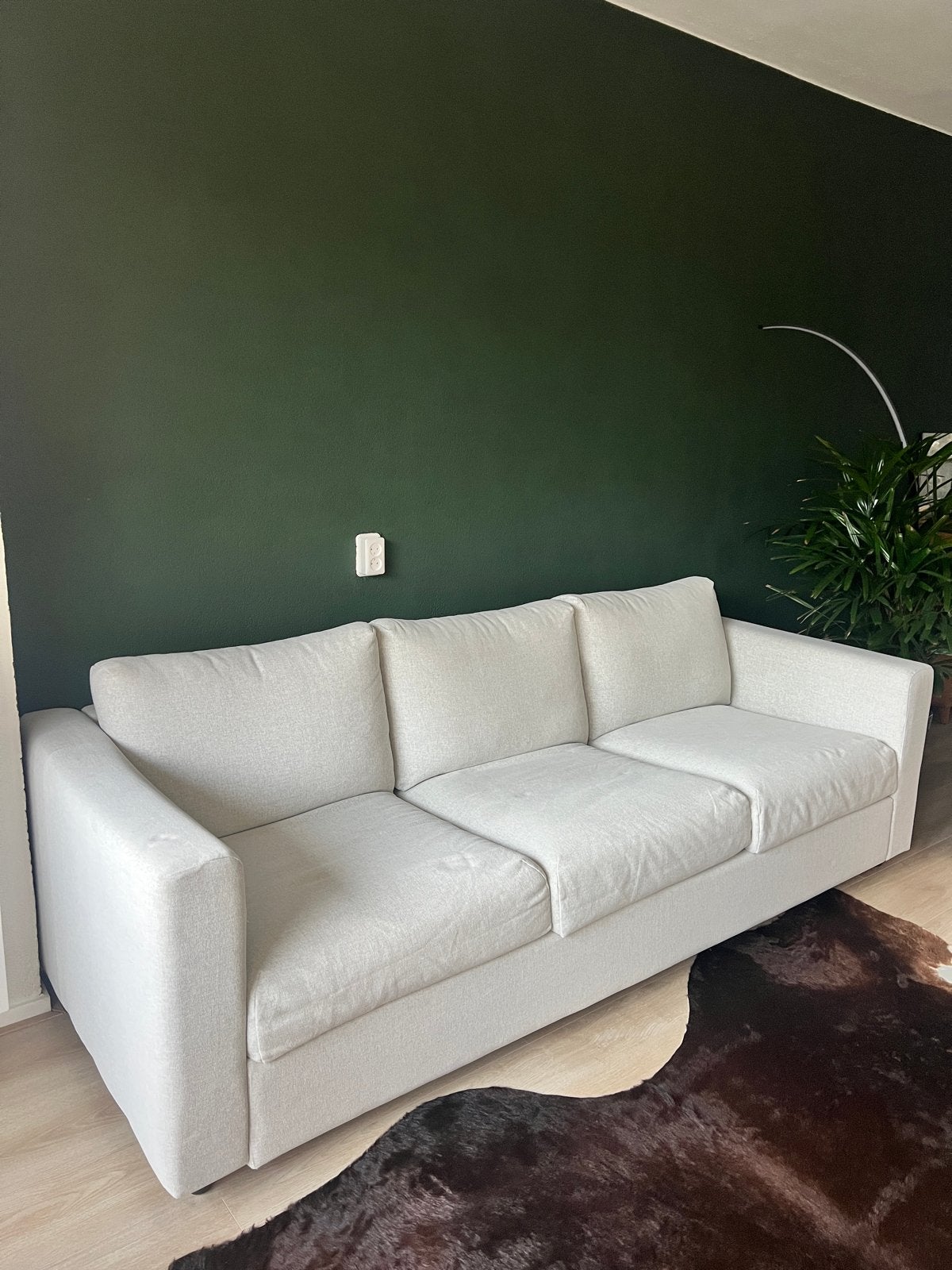 IKEA Vimle 3-zitsbank Hillared beige, 75 tot 100 cm, Ophalen of Verzenden, Zo goed als nieuw, Rechte bank