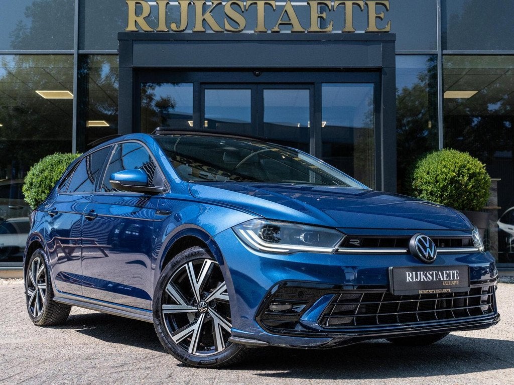 Volkswagen Polo 1.0 TSI R-Line|PANO|IQ LED|CAMERA|ACC|18'', Gebruikt, Blauw, Bedrijf, 600 kg