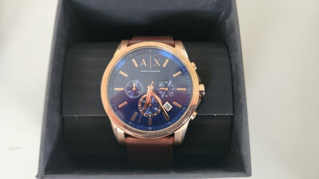 Armani Exchange Herenhorloge - Roségoud met Bruin Leder, Overige materialen, Leer, Polshorloge, Nieuw