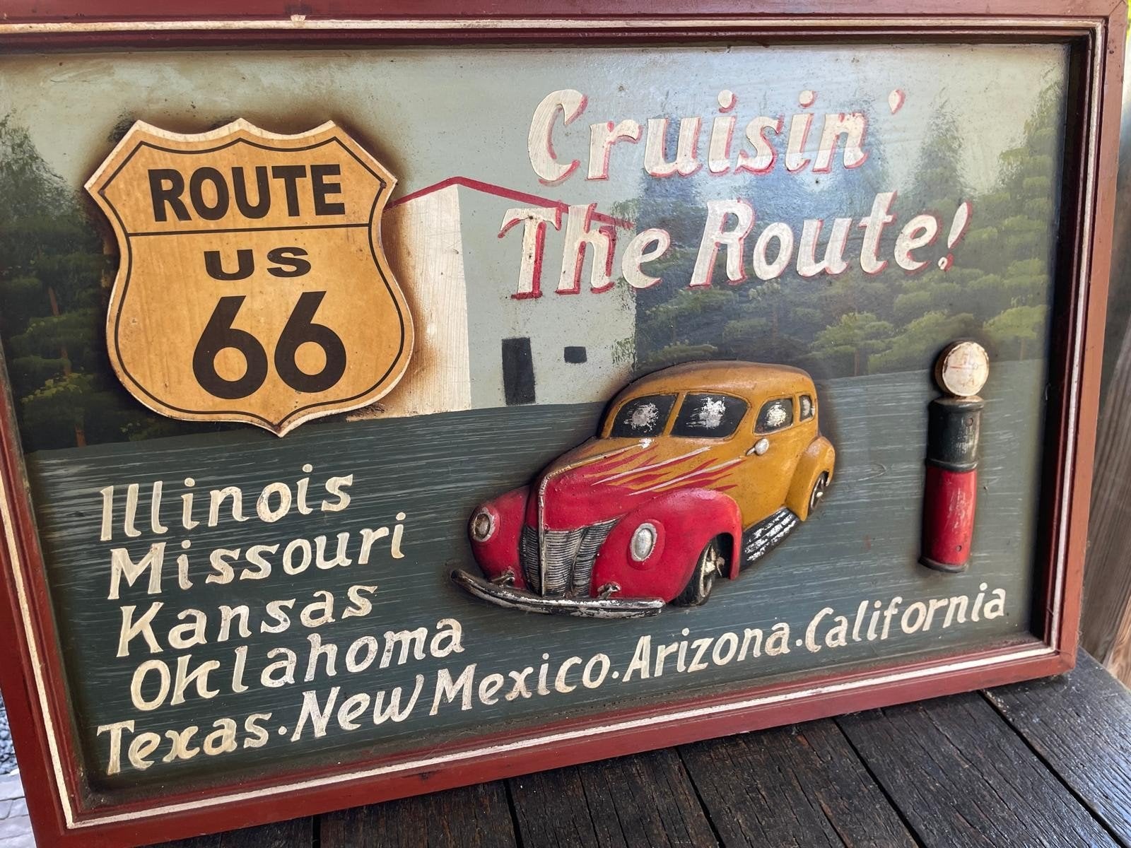 Route 66 wandbord, 60 cm, Ophalen of Verzenden, Hout, Hanger