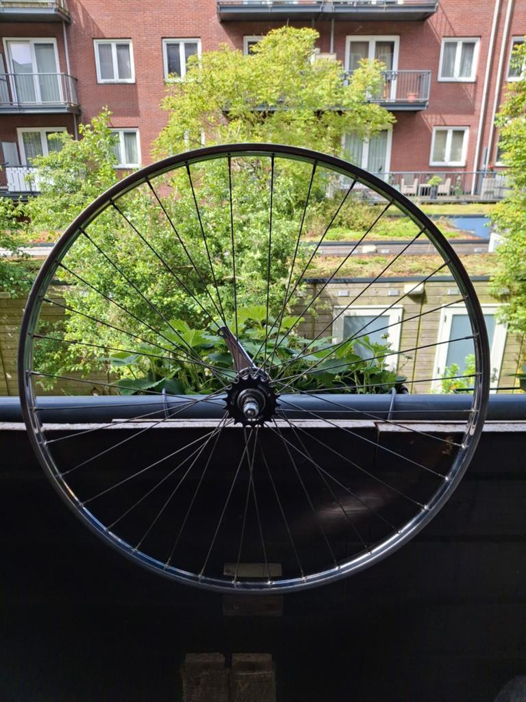 Shimano RVS Fietswiel met terugtraprem, Fietsen en Brommers, Fietsonderdelen, Gebruikt, Onbekend, Staal, Stadsfiets