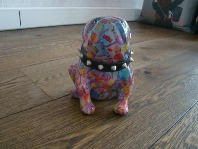 Pomme-pidou spaarpot Engelse bulldog, Ophalen of Verzenden, Zo goed als nieuw, Steen, Aardewerk of Keramiek, Dier
