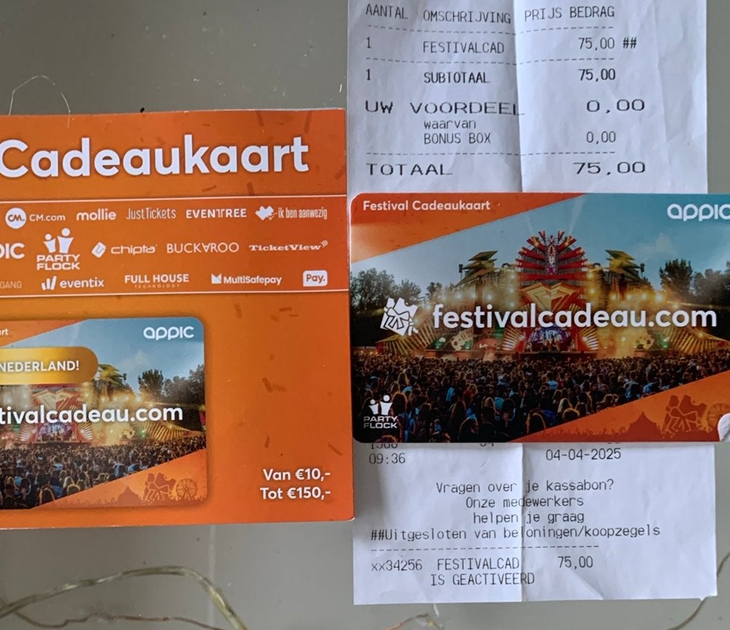 ADE Verknipt of ander festivals, goedkoper met deze kaart 75, Eén persoon, Cadeaubon