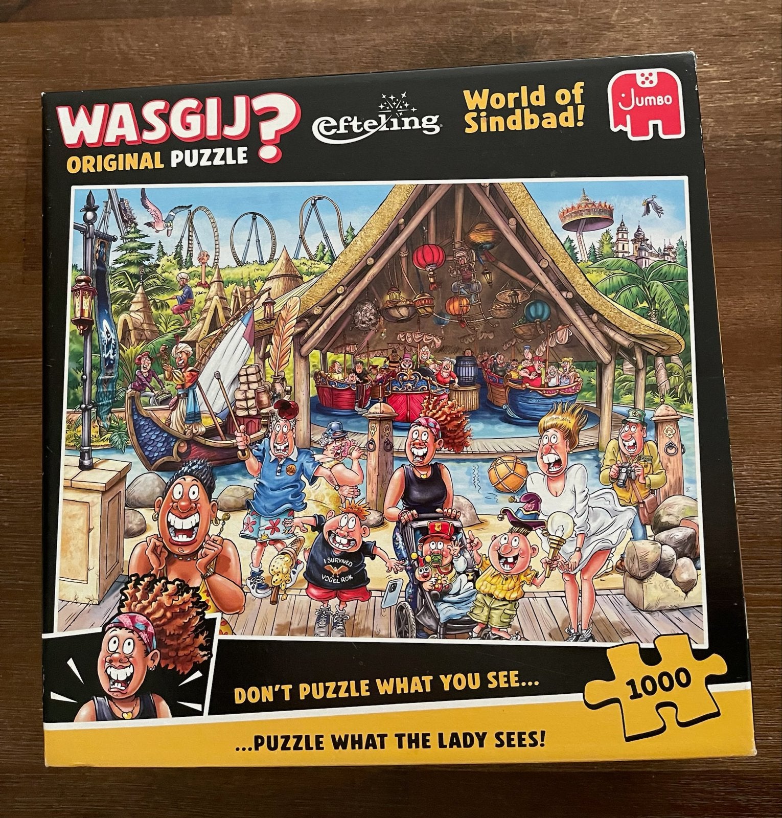 Wasgij? Original Puzzel Efteling World of Sindbad 1000 stukj, Ophalen of Verzenden, 500 t/m 1500 stukjes, Zo goed als nieuw, Legpuzzel