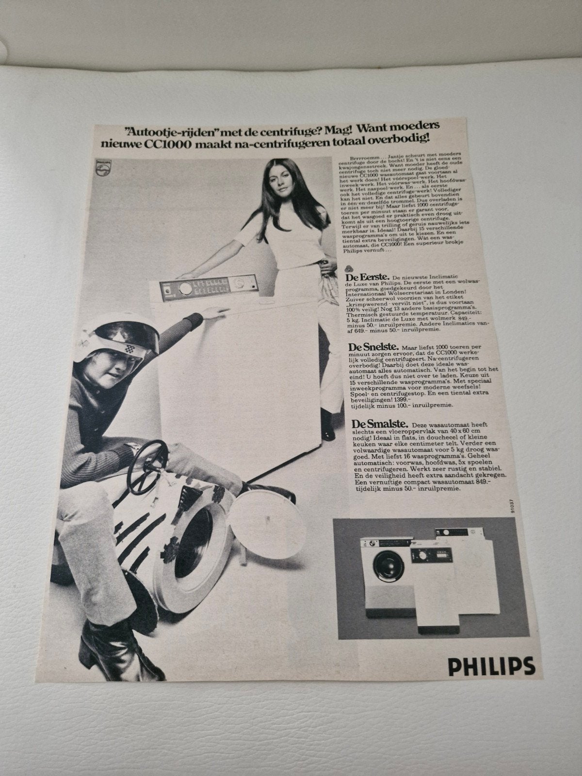 Vintage Philips Wasmachine Advertentie (32x24 cm), Verzamelen, Ophalen of Verzenden, Knipsel(s)