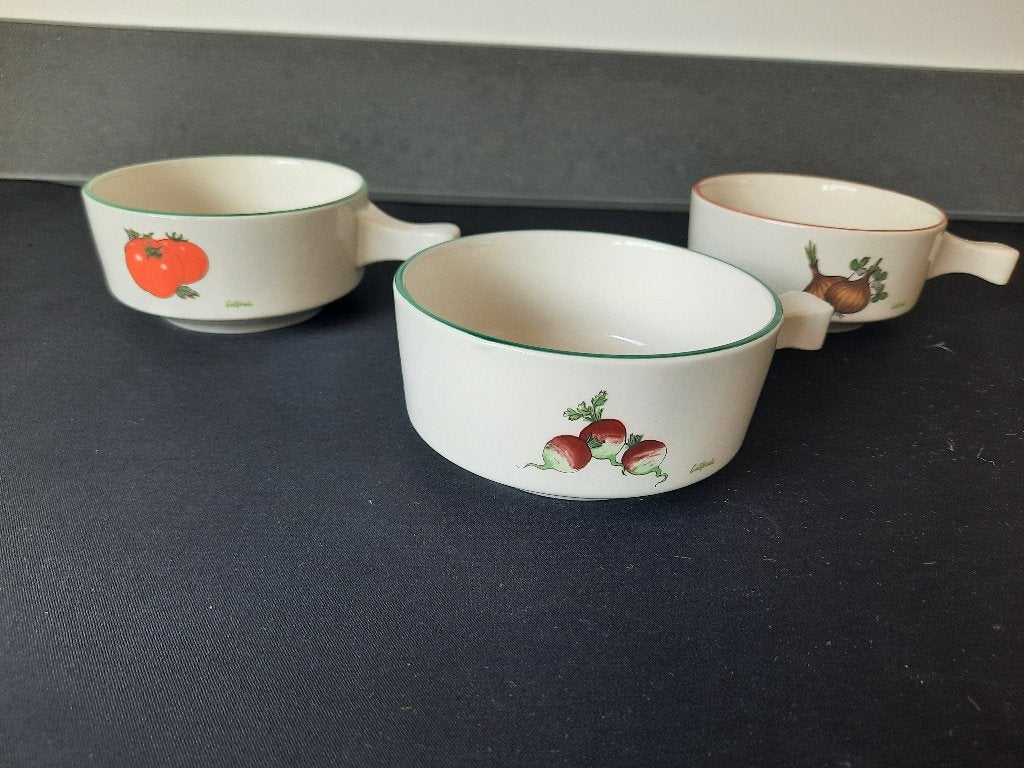 Set van 3 vintage kommen California met groente decoratie, Ophalen of Verzenden