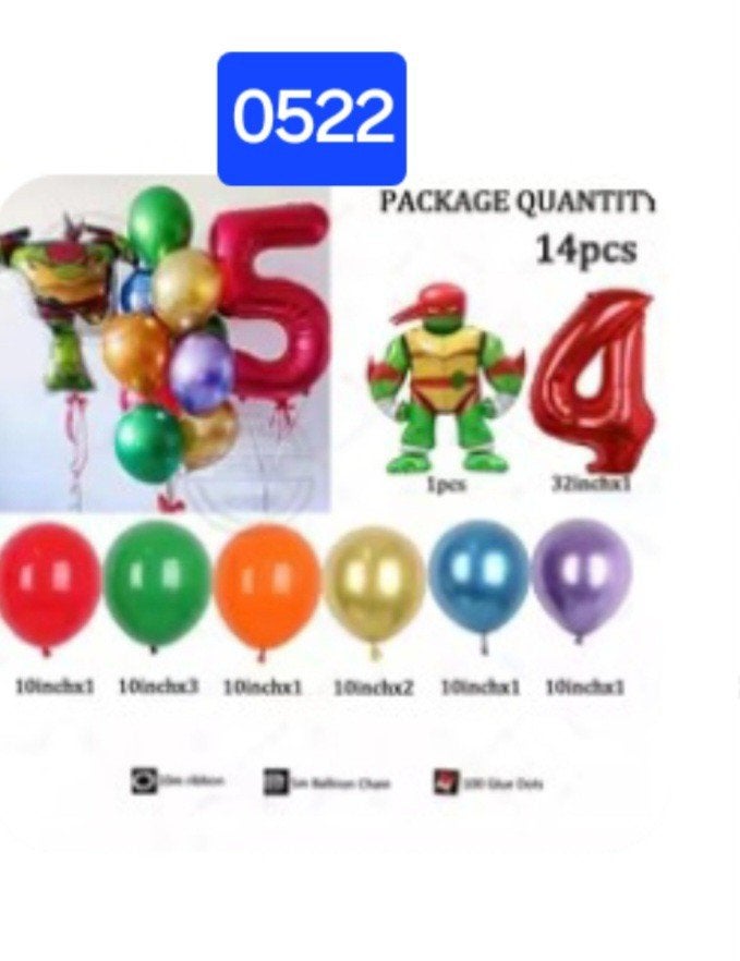 Nieuw Feestpakket: Ballonnen en Ninja Turtle Decoratie, Ophalen of Verzenden, Nieuw, Versiering, Verjaardag