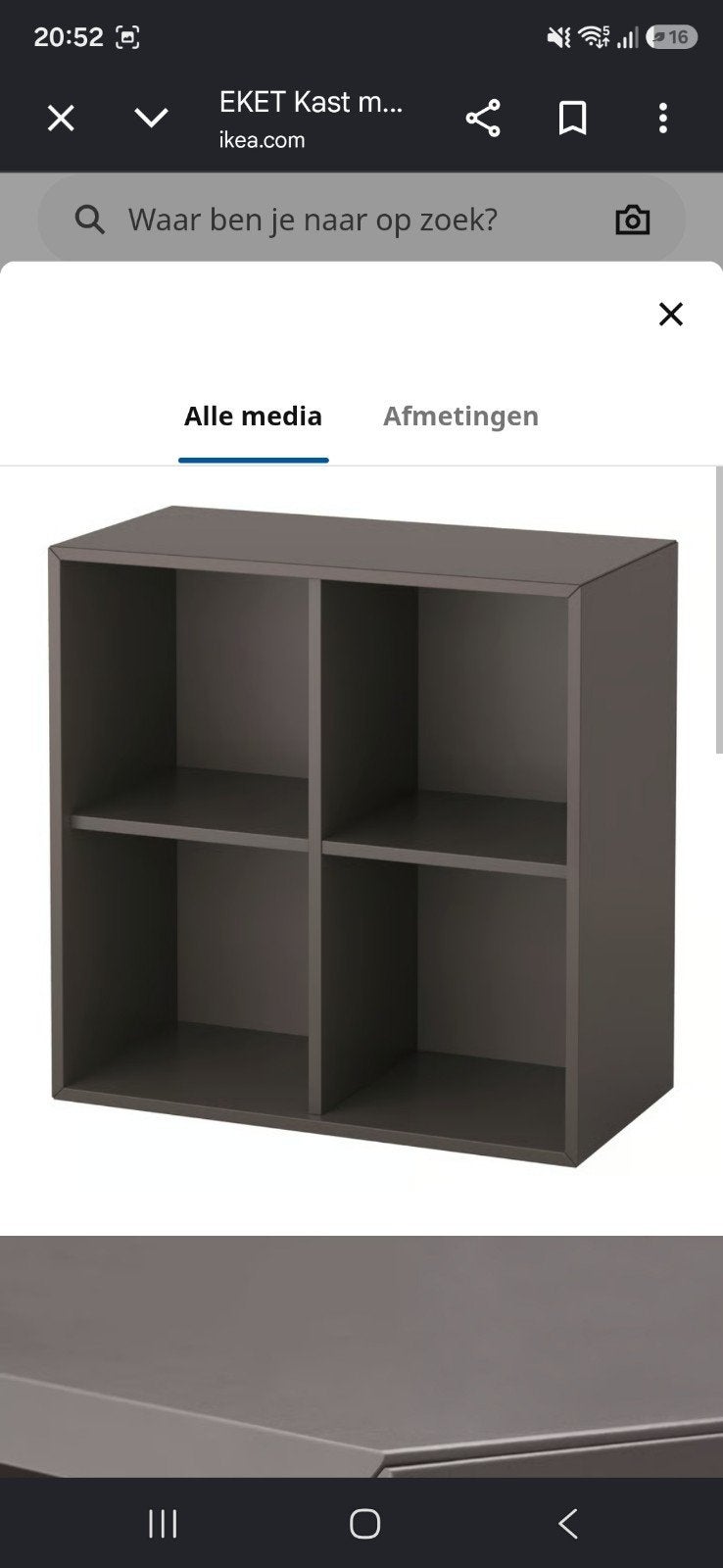 IKEA Eket kast met 4 vakken en 1 deurtje, donkergrijs, Huis en Inrichting, Kasten | Overige, Ophalen, Zo goed als nieuw