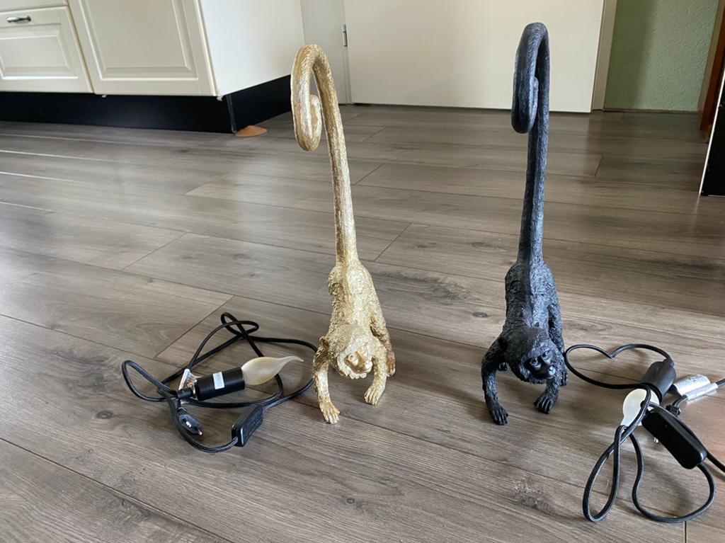 Set van 2 Apenlampen - Zwart en Goud, Ophalen of Verzenden, Zo goed als nieuw