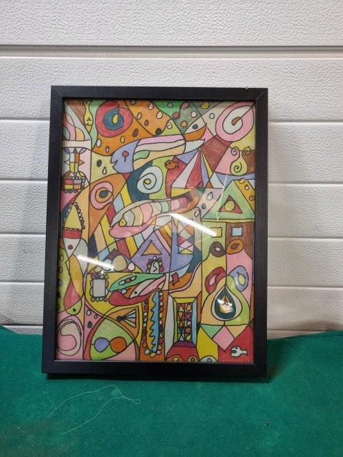 schilderij abstract tekening, Ophalen of Verzenden, 'T Olde Gre-j, Info@toldegrej.nl, Endepoelstraat 20f Didam