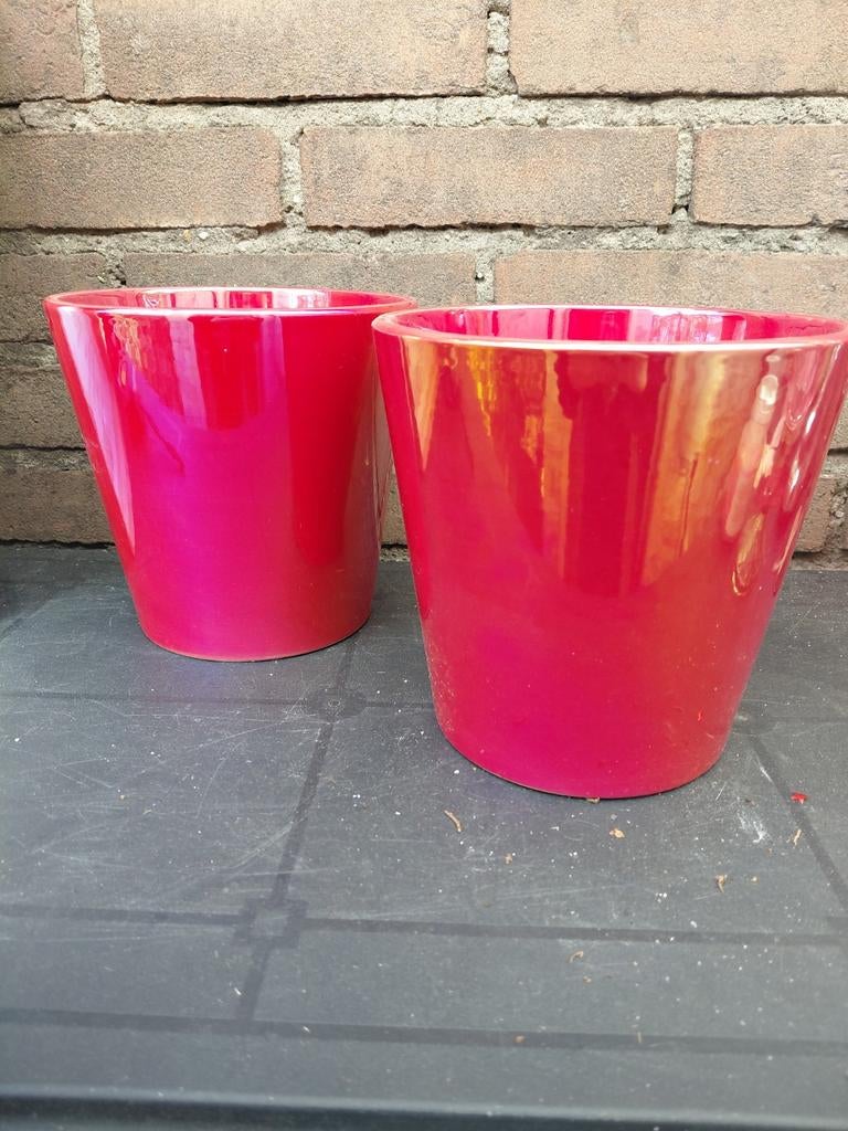 Parelmoer rode bloempotset, Steen, Minder dan 30 cm, Rond, Nieuw