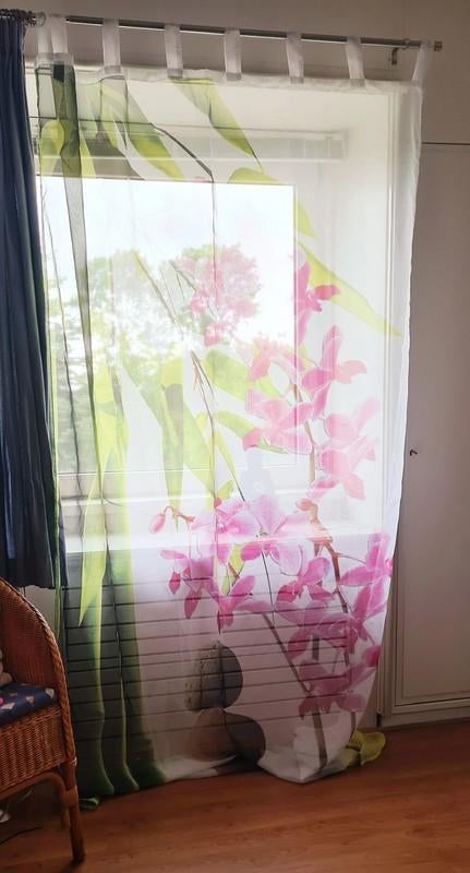 Mooi voile/gordijn 140x270 cm met prachtig oosters dessin, Ophalen of Verzenden, Zo goed als nieuw, Groen