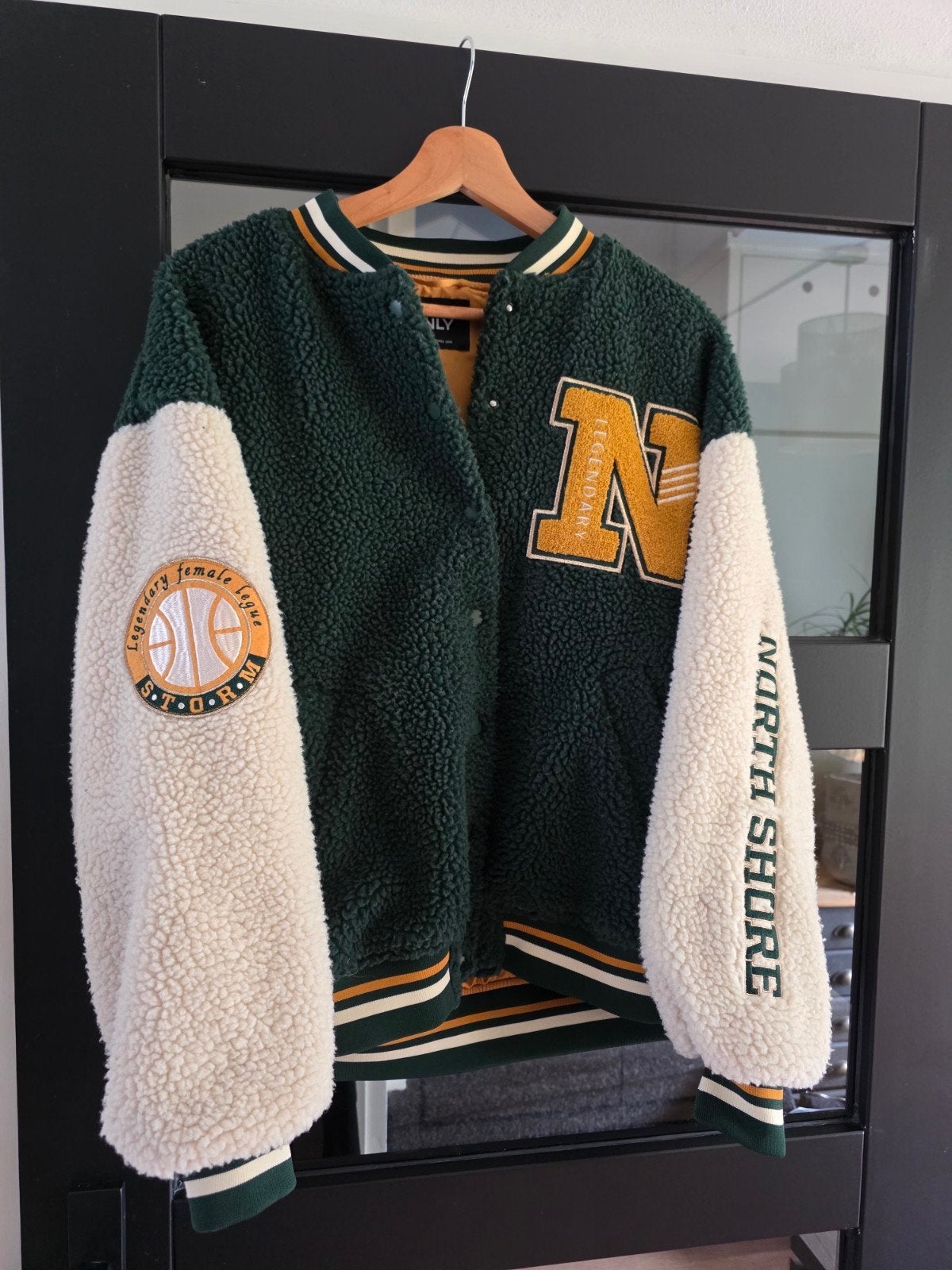 ONLY Teddy Varsity Jas Maat S - Groen/Crème, Ophalen of Verzenden, Maat 36 (S), Groen, ONLY