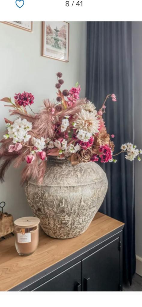 Decoratieve vaas met kunstboeket bloemen, Ophalen, Zo goed als nieuw