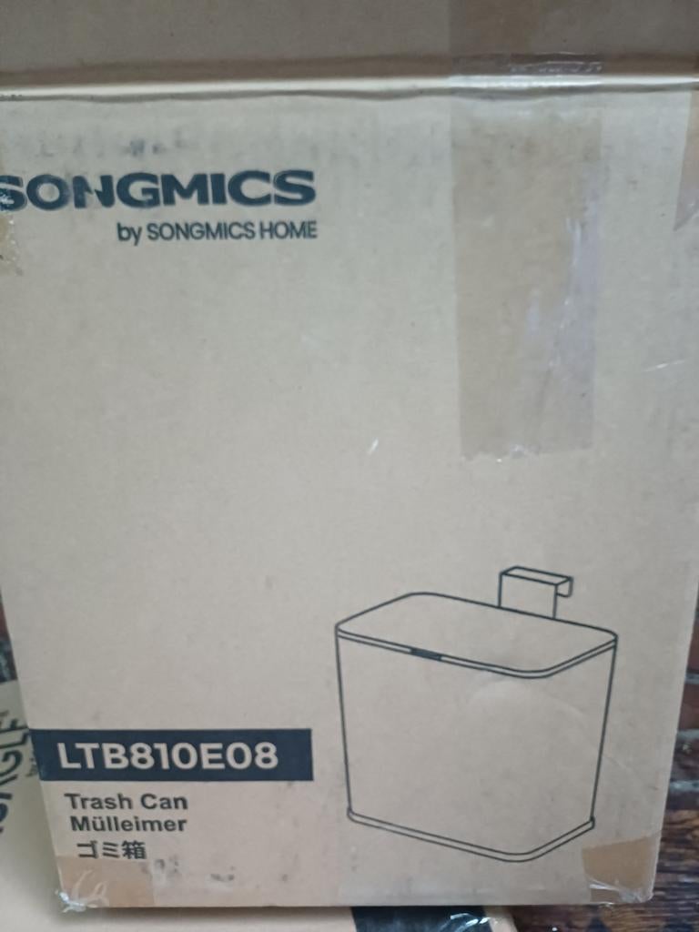 SONGMICS Prullenbak RVS 10L - Nieuw in doos, 10 tot 20 liter, Ophalen of Verzenden, Nieuw, Rvs