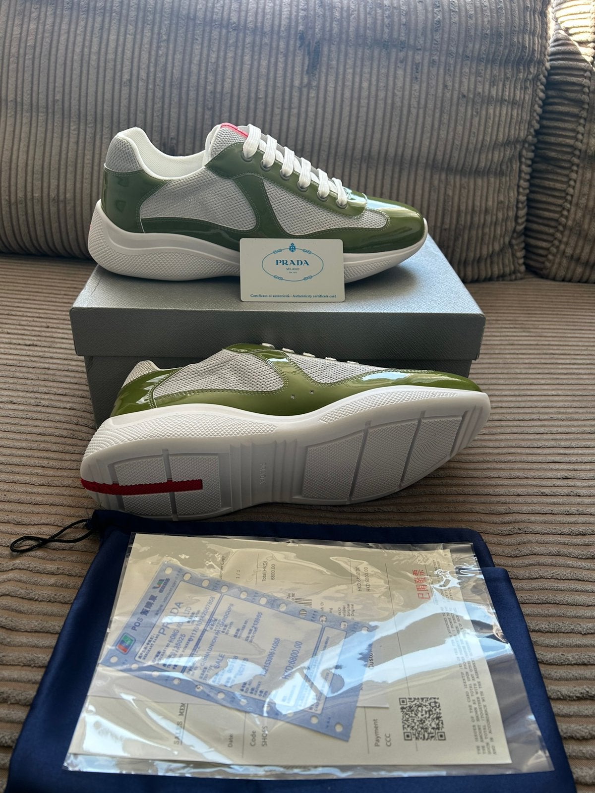 Prada cups olive green maat 43, Ophalen of Verzenden, Nieuw, Overige kleuren