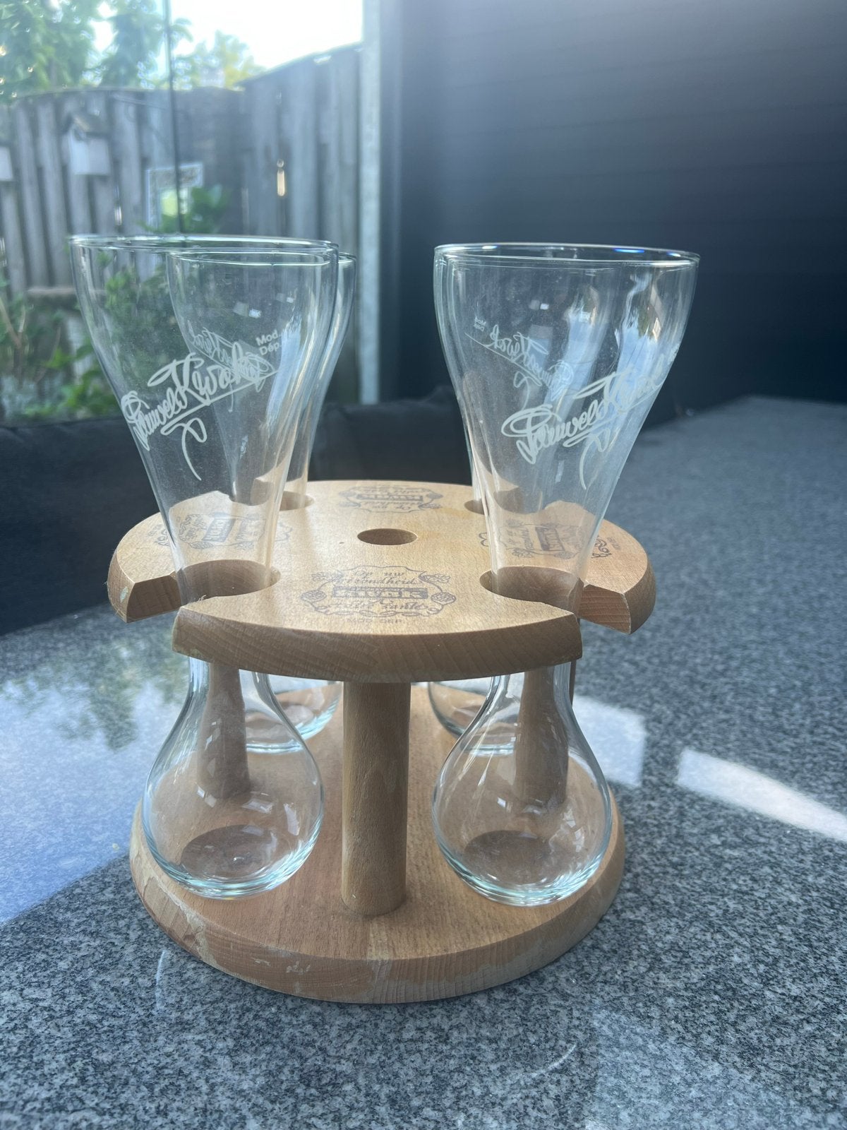 Pauwel Kwak quad set met 4 koetsiersglazen, Verzamelen, Ophalen of Verzenden, Zo goed als nieuw, Glas of Glazen, Overige merken
