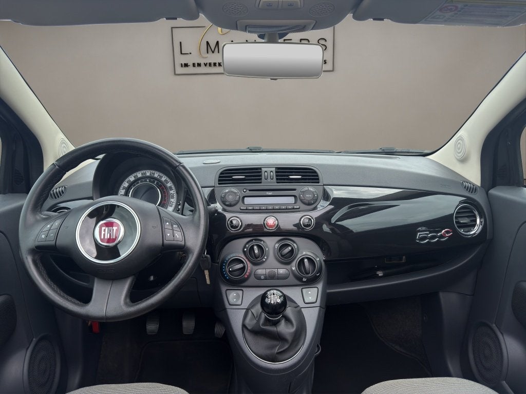 Fiat 500C 1.0 TwinAir Lounge 2013 ZWART | Cabrio | Airco | N, Euro 5, Gebruikt, Cabriolet, Leder en Stof