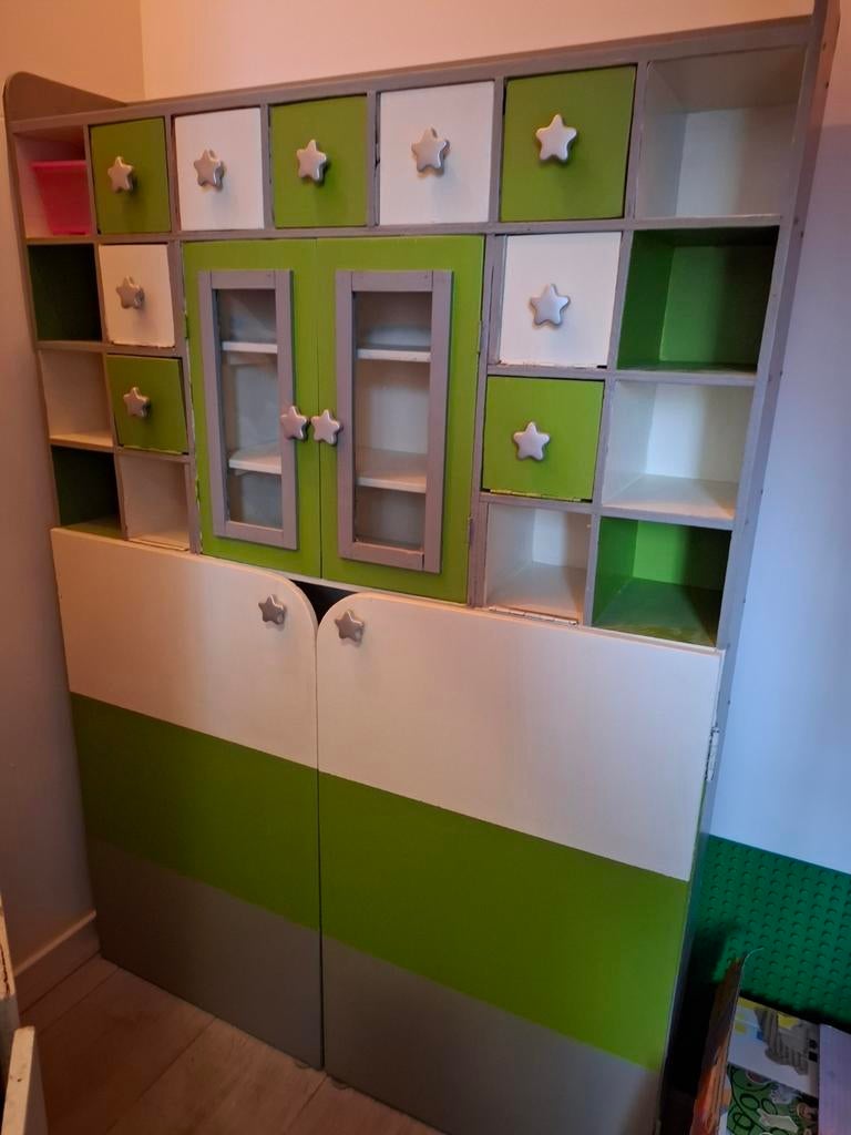 Winkeltje met kast, lades em toonbank, groen en wit, Ophalen, Gebruikt, Hout, Speelkeuken