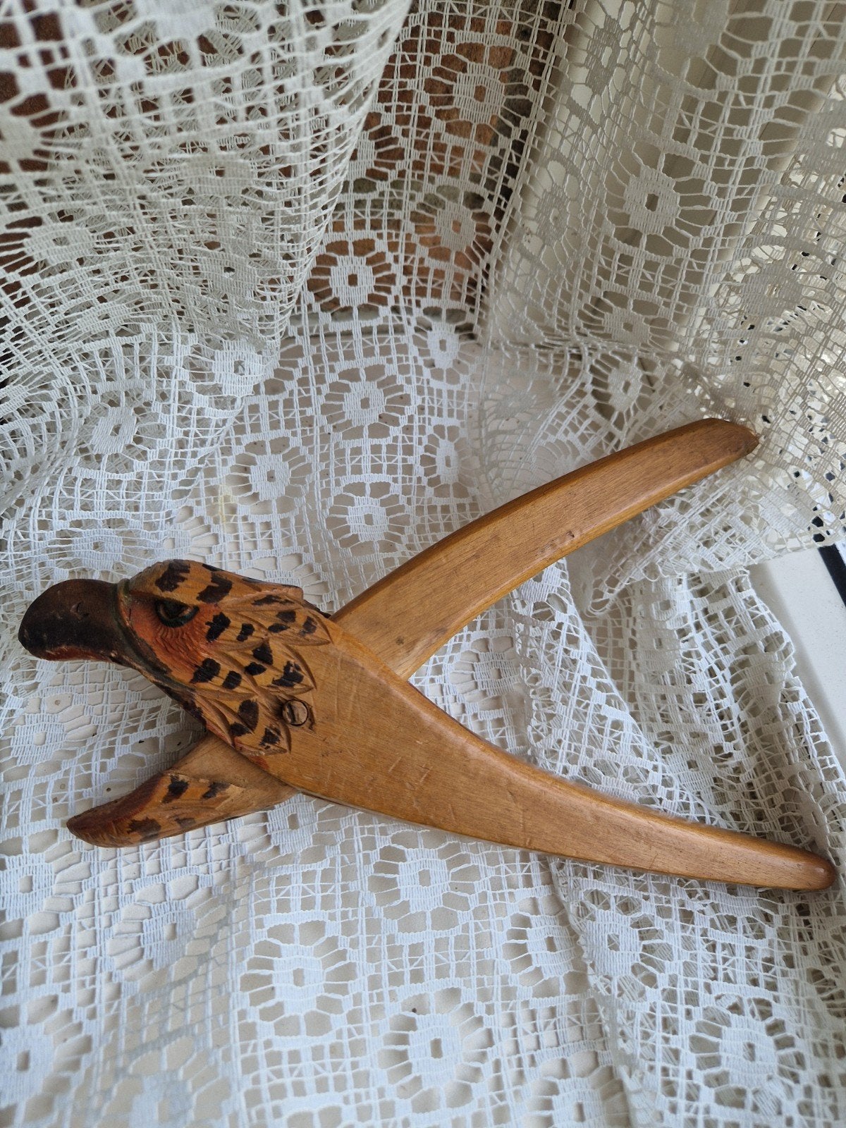 Vintage houten notenkraker adelaar / handgesneden folk art, Ophalen of Verzenden, Hout