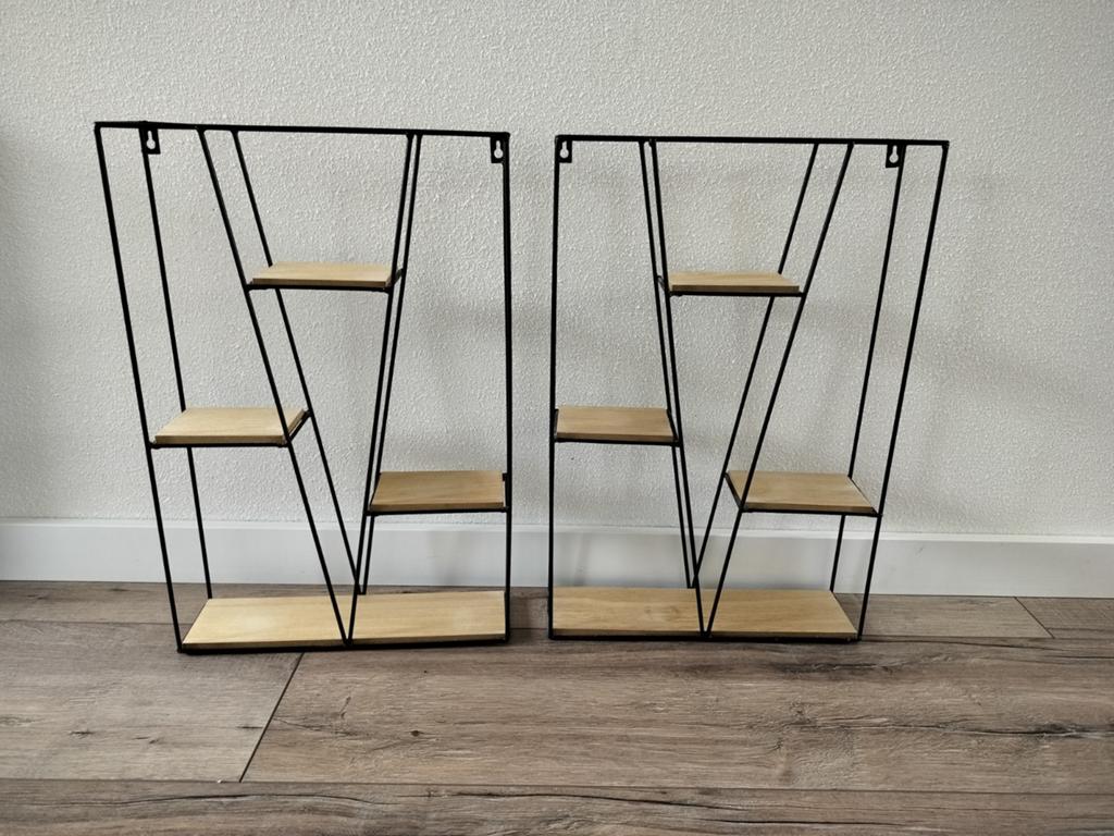 2xZwart metalen wandrek 36,5x55x10 cm, Huis en Inrichting, Woonaccessoires | Wanddecoraties, Metaal, Industrieel, Zwart, Ophalen of Verzenden