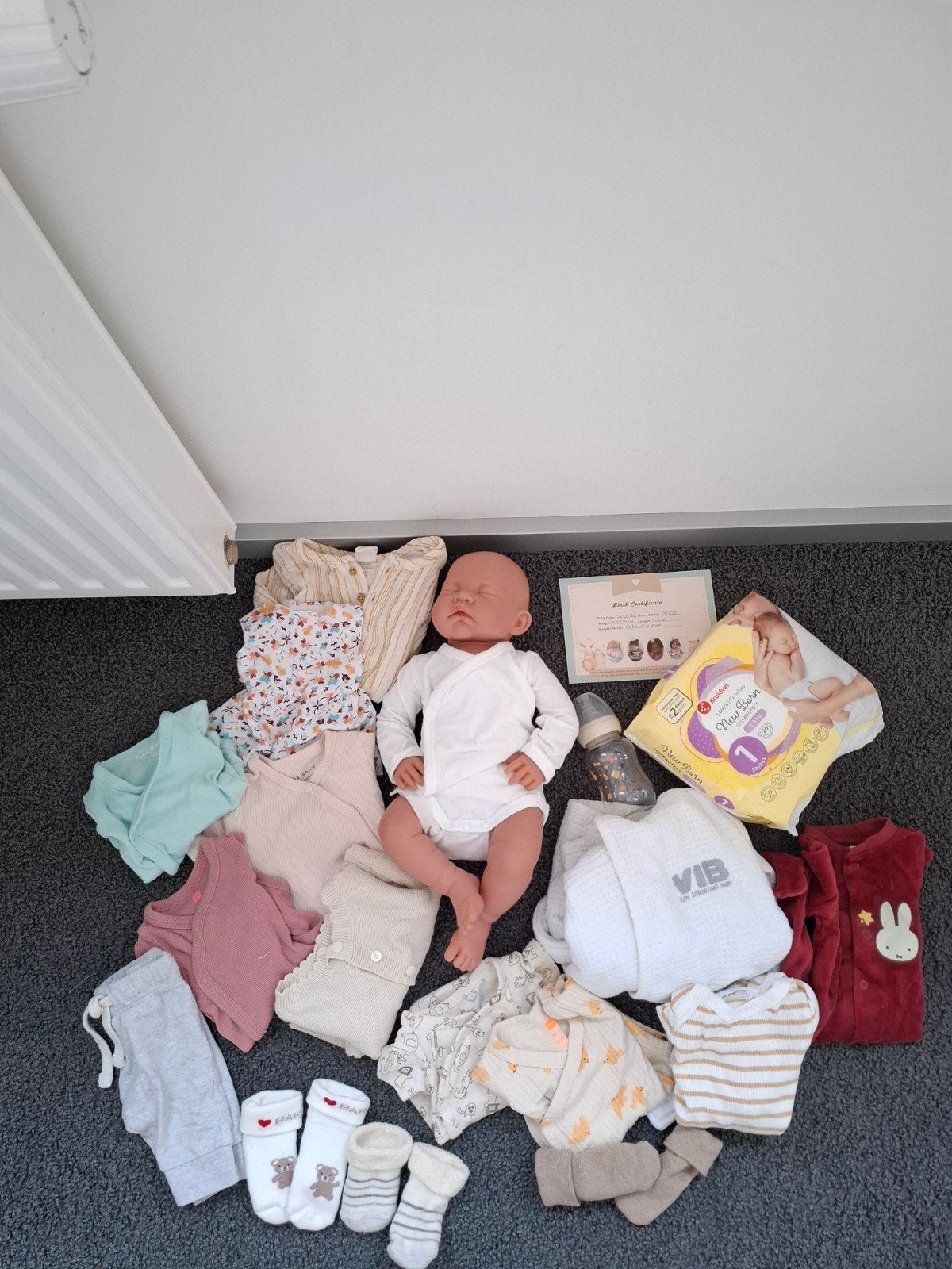 Reborn babypop met kleding en accessoires, Ophalen of Verzenden, Zo goed als nieuw, Babypop